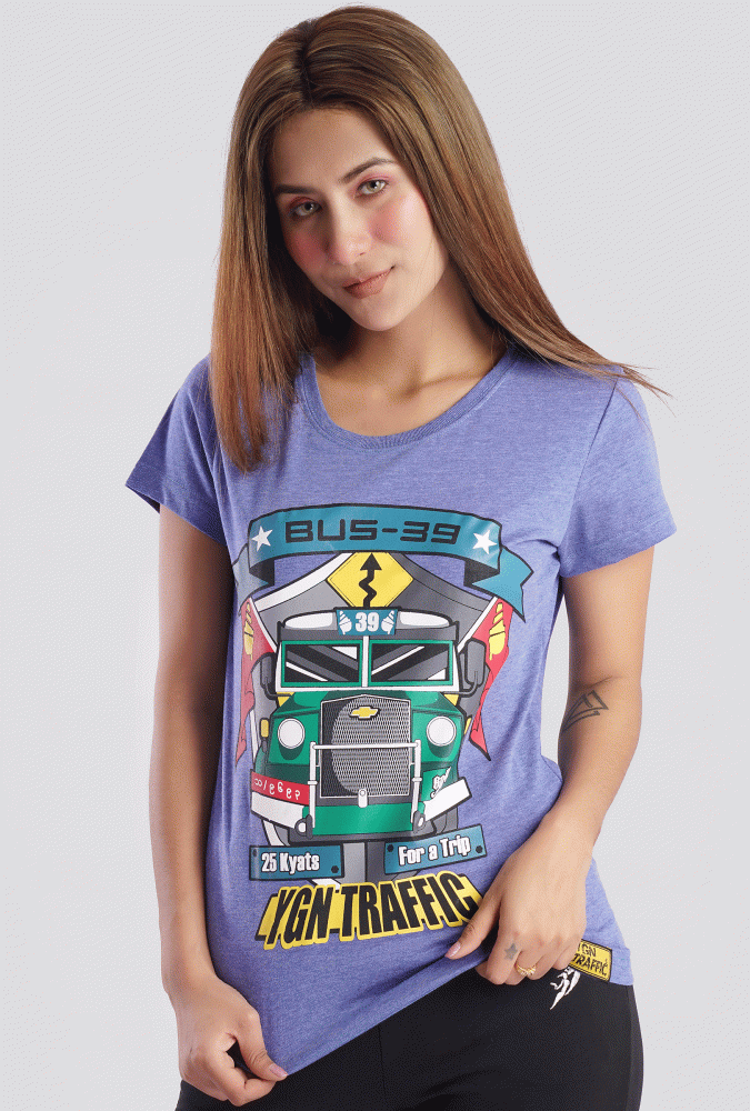 Bus-39 Design Girl Tshirt(Blue)